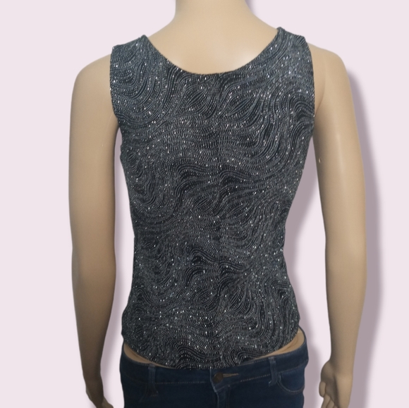 Black & Silver Bellissima Top Sz Small - Picture 2 of 7